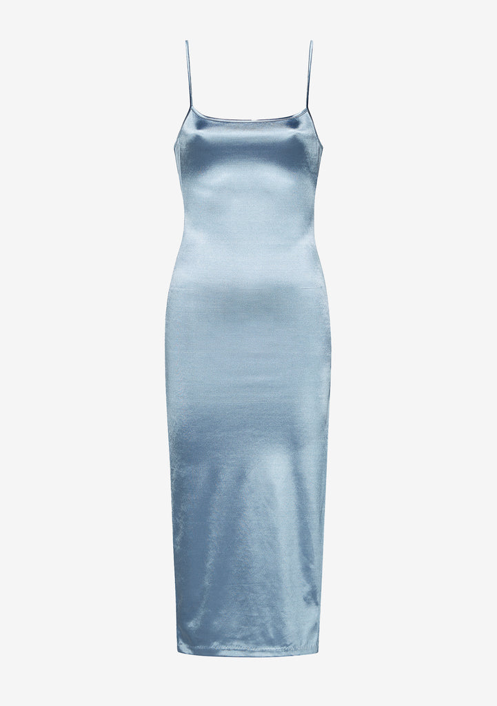 light blue silk dress